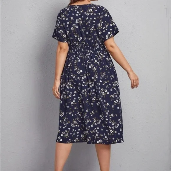 Boho Plus Size Floral Print A Line Dress - Picture 2 of 14